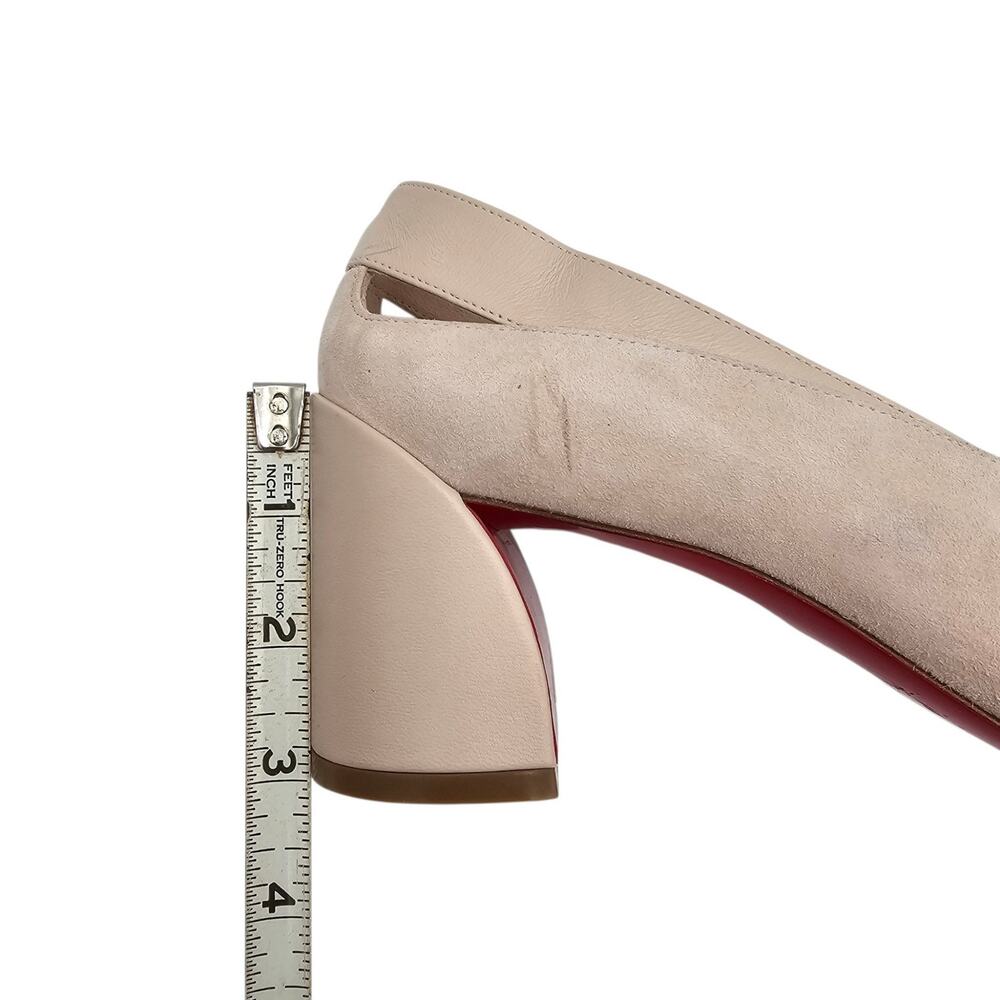 Christian Louboutin Miss Duvette Block Heel Pump Beige Suede Leather 39.5 9.5 - Picture 10 of 10